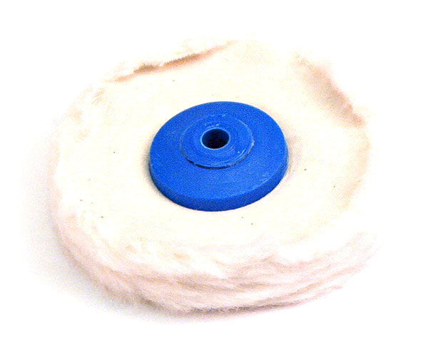 Finex Muslin Buffs with Plastic Centers (also known as rag wheels) are unstitched.  These are of superior quality, soft textured, and perfect for use with rouge to produce a high finish.