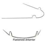 Our Preformed Flat Labial Hawley Bows are manufactured using .032 diameter  3/4 (medium hard) spring temper wire. 